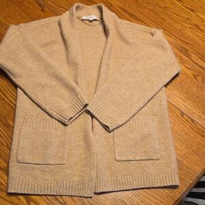 LOFT Tan Open-Front Cardigan